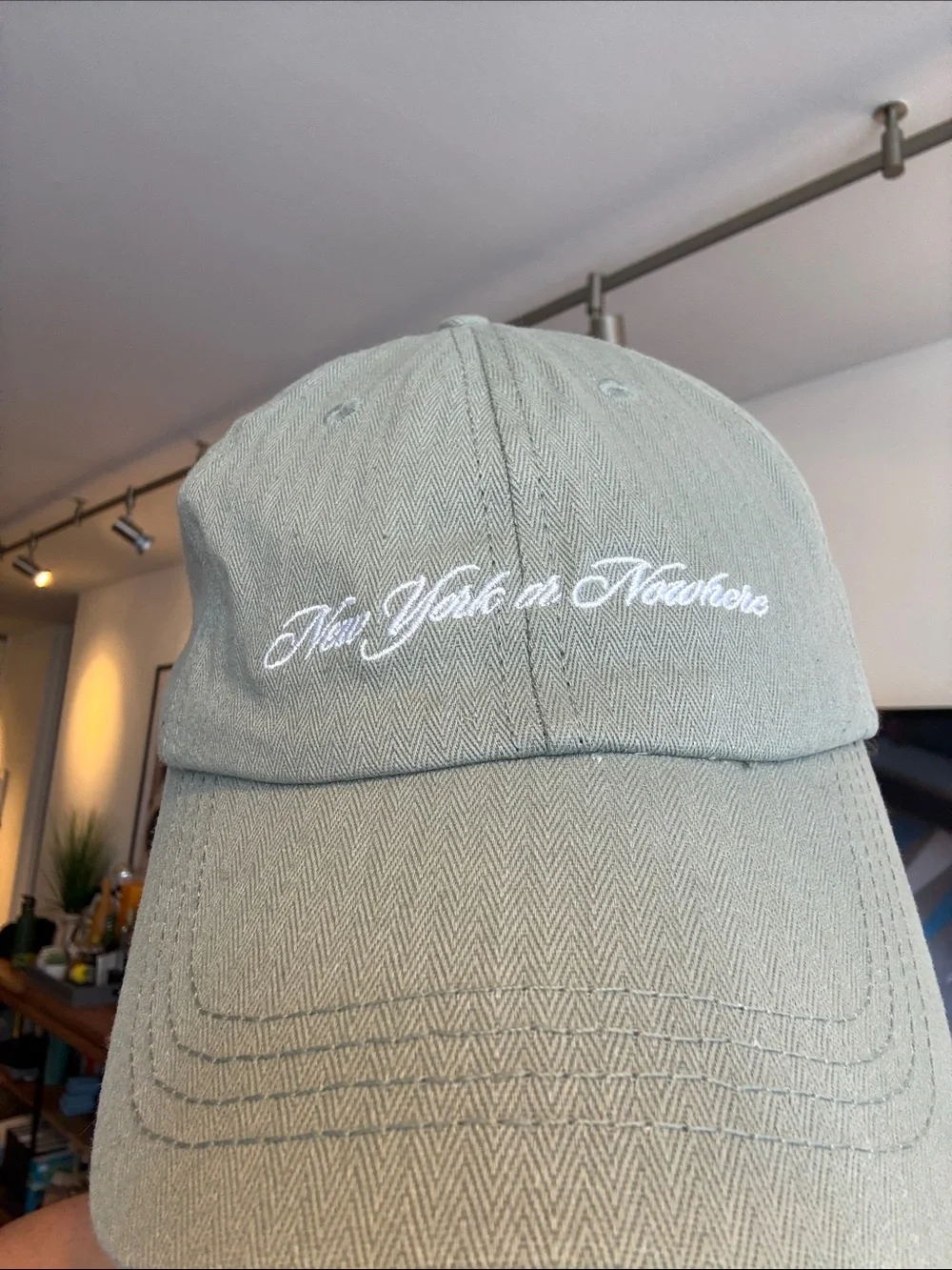 Unbranded Olive Green Baseball Cap with White Script - Picture 3 of 3